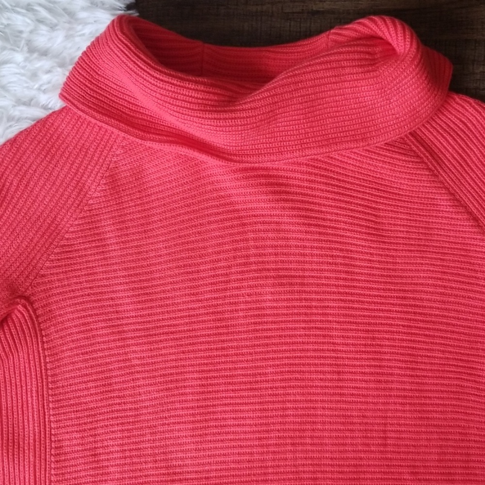 Lands' End Red Orange Cowl Neck Heavy Sweater - Picture 4 of 8